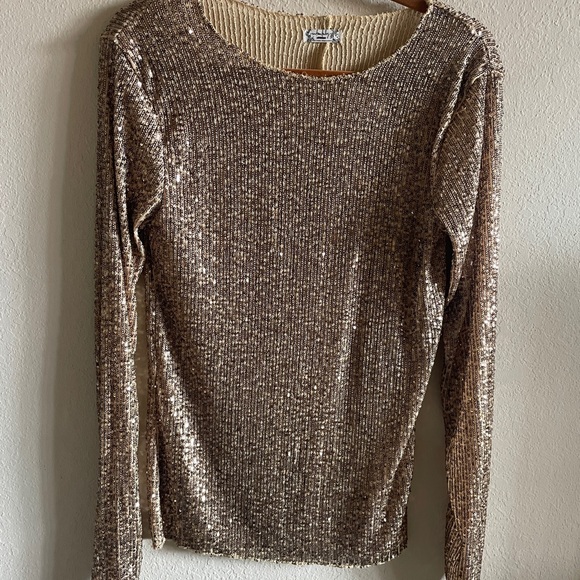 NWOT Free People Intimately Gold Rush in Rose Gold Combo Long Sleeve Sizes XS&S - Picture 3 of 6